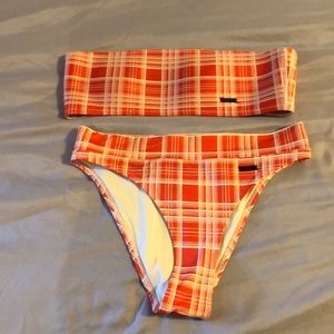 Red plaid triangl bikini